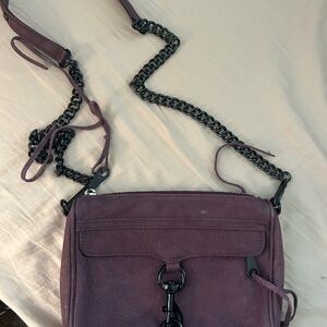 Rebecca Minkoff mini MAC Suede Plum Crossbody Bag with Chain Strap